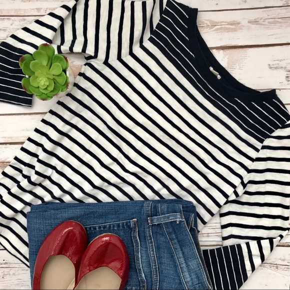 J. Crew Tops - J.Crew Navy and White Striped T-shirt Size Medium